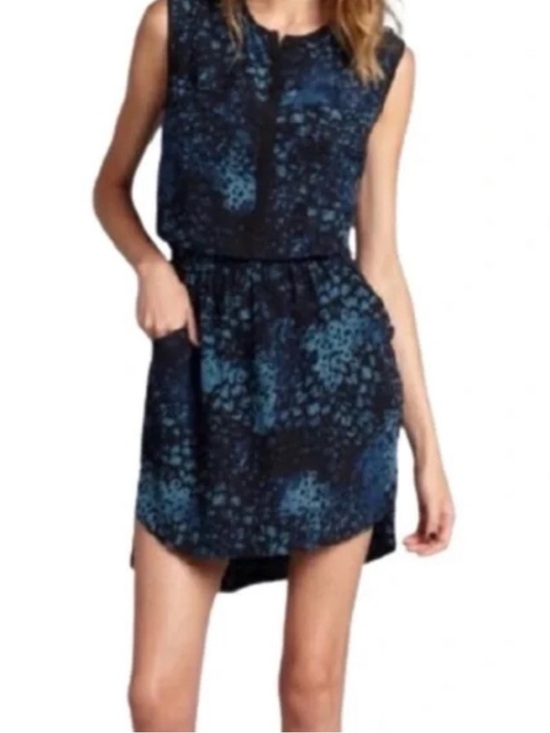 Rebecca Taylor Dresses & Skirts - 100% Silk Rebecca Taylor Navy & Black Sleeveless Animal Print Dress